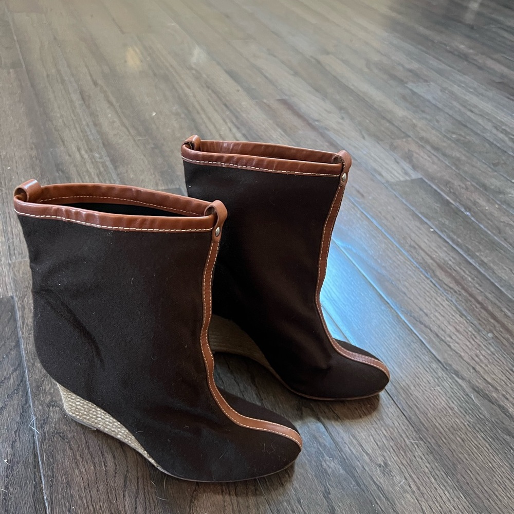 Christian Louboutin Brown Wedge Boots
